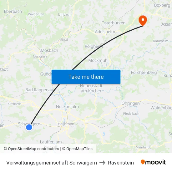Verwaltungsgemeinschaft Schwaigern to Ravenstein map