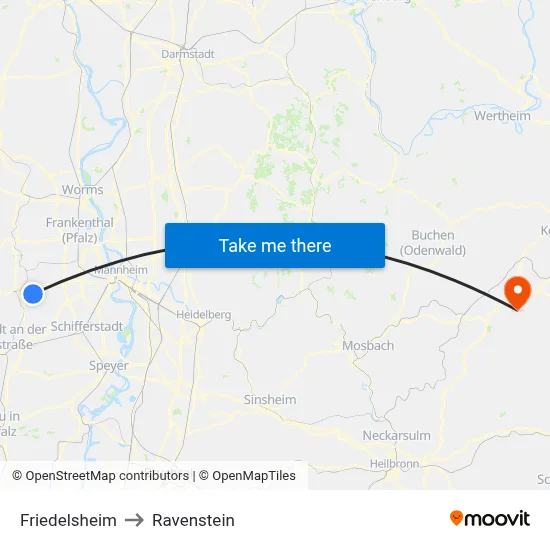 Friedelsheim to Ravenstein map