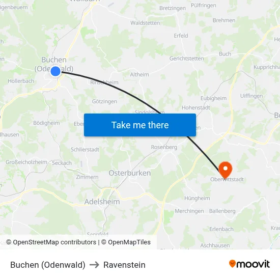 Buchen (Odenwald) to Ravenstein map