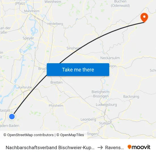 Nachbarschaftsverband Bischweier-Kuppenheim to Ravenstein map