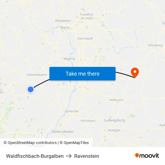 Waldfischbach-Burgalben to Ravenstein map