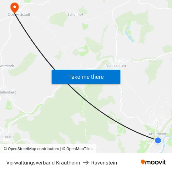 Verwaltungsverband Krautheim to Ravenstein map