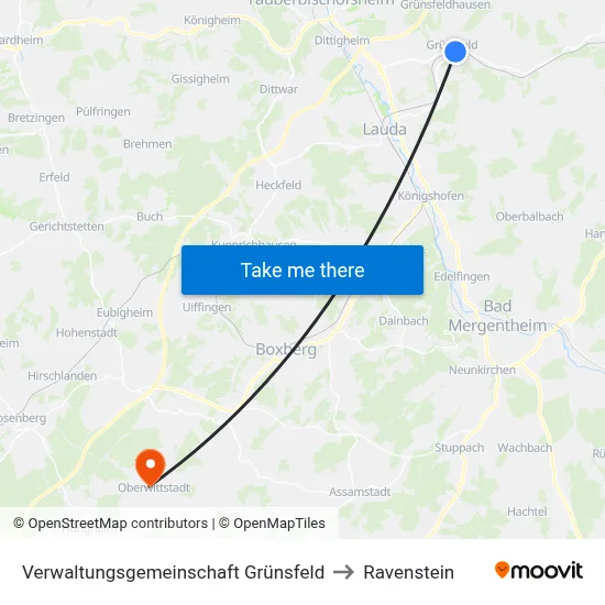 Verwaltungsgemeinschaft Grünsfeld to Ravenstein map