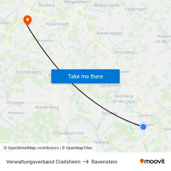 Verwaltungsverband Crailsheim to Ravenstein map