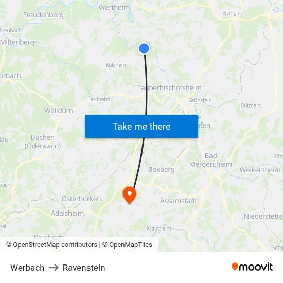 Werbach to Ravenstein map