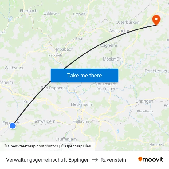Verwaltungsgemeinschaft Eppingen to Ravenstein map