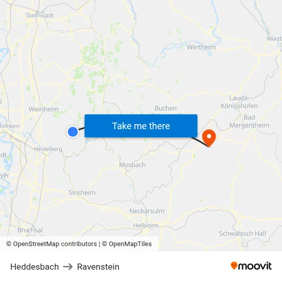 Heddesbach to Ravenstein map