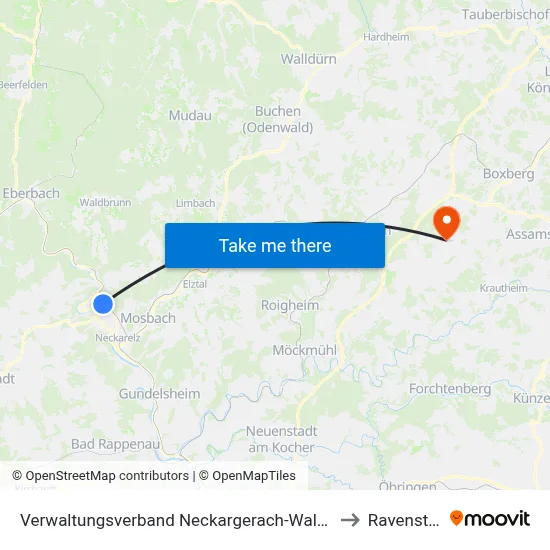 Verwaltungsverband Neckargerach-Waldbrunn to Ravenstein map