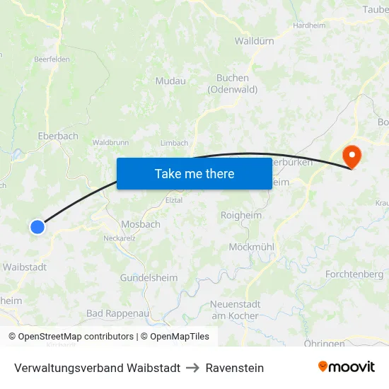 Verwaltungsverband Waibstadt to Ravenstein map
