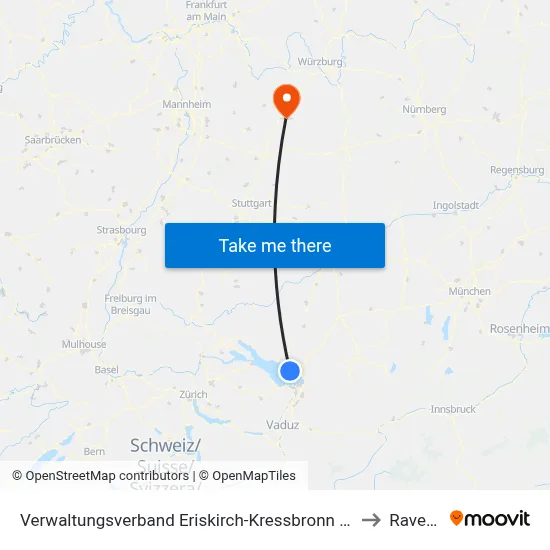 Verwaltungsverband Eriskirch-Kressbronn am Bodensee-Langenargen to Ravenstein map