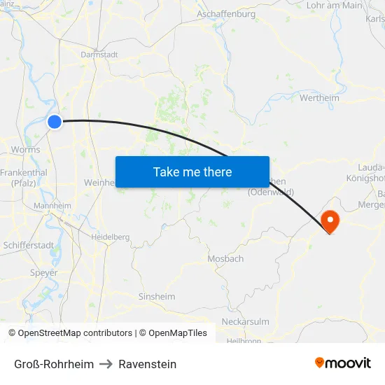 Groß-Rohrheim to Ravenstein map