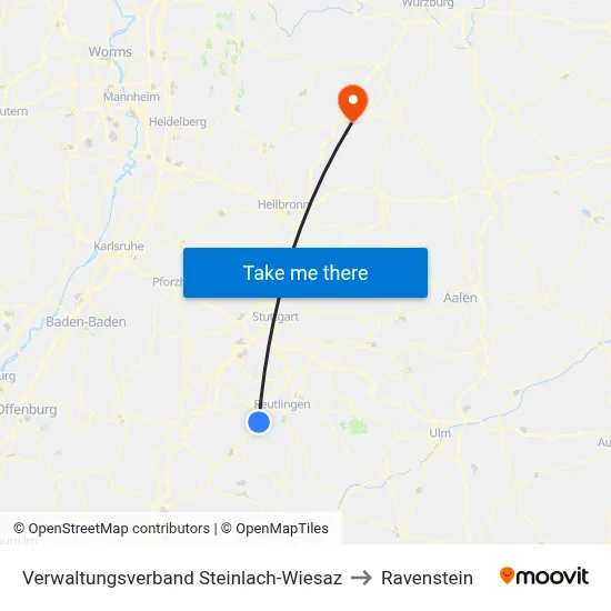 Verwaltungsverband Steinlach-Wiesaz to Ravenstein map