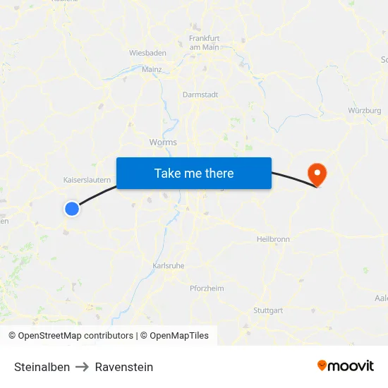 Steinalben to Ravenstein map
