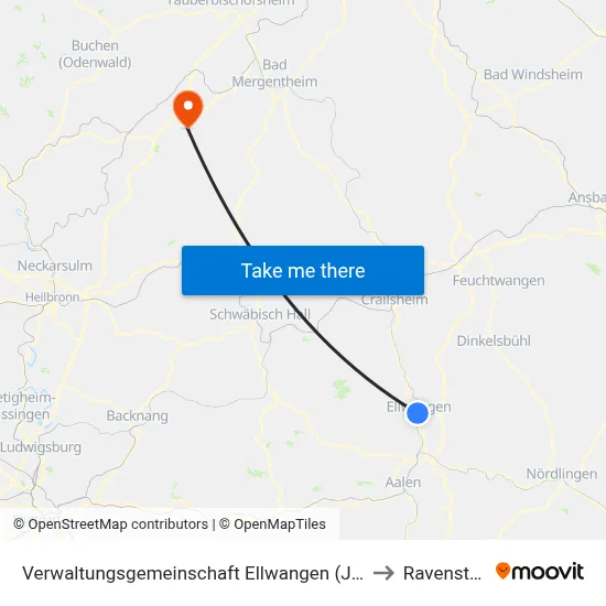 Verwaltungsgemeinschaft Ellwangen (Jagst) to Ravenstein map