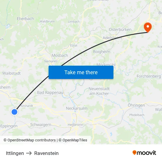 Ittlingen to Ravenstein map