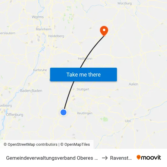 Gemeindeverwaltungsverband Oberes Gäu to Ravenstein map