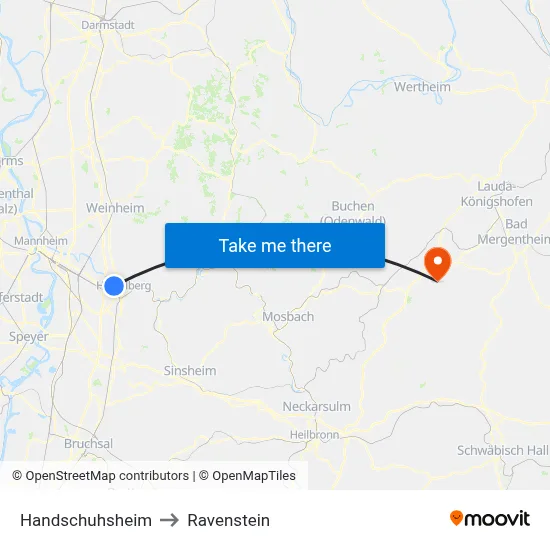Handschuhsheim to Ravenstein map