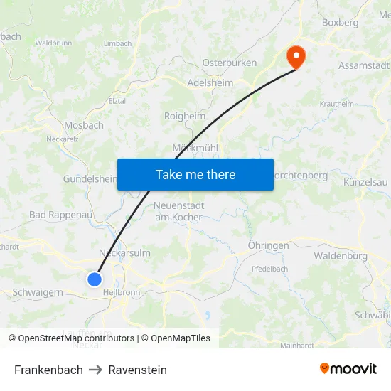 Frankenbach to Ravenstein map