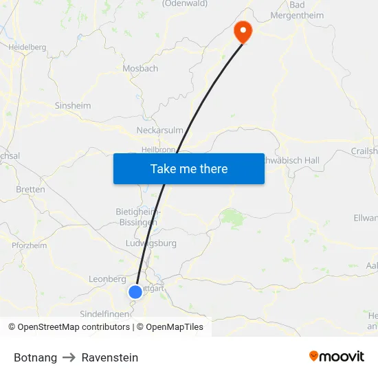 Botnang to Ravenstein map