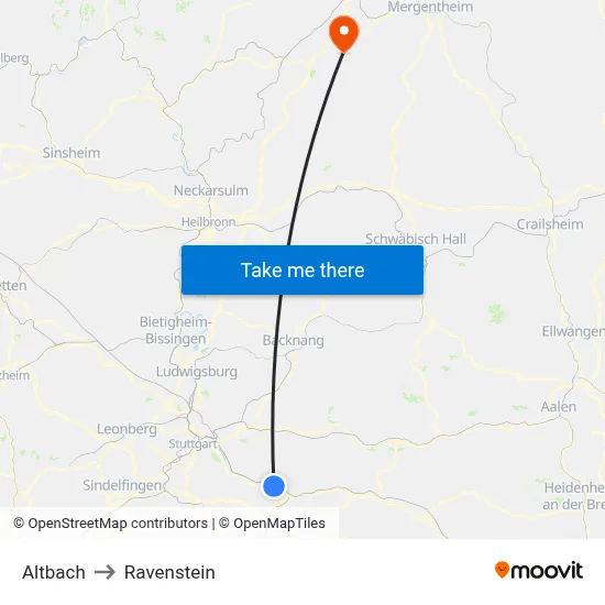 Altbach to Ravenstein map