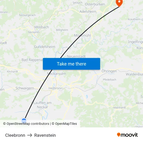 Cleebronn to Ravenstein map
