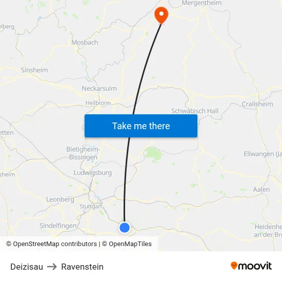 Deizisau to Ravenstein map