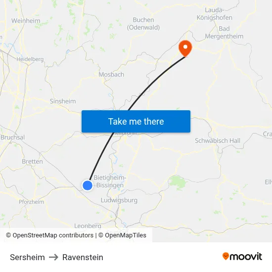Sersheim to Ravenstein map