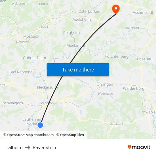 Talheim to Ravenstein map