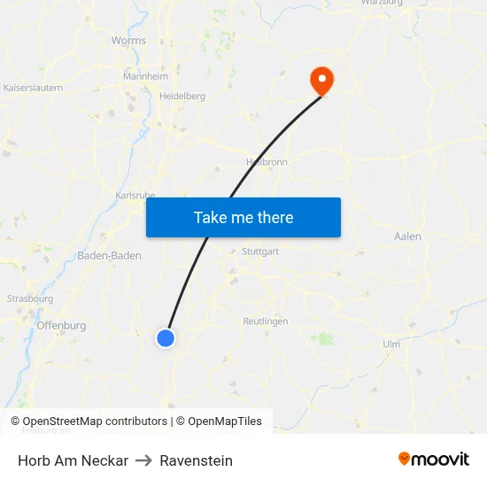 Horb Am Neckar to Ravenstein map