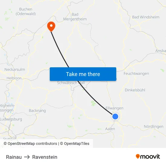 Rainau to Ravenstein map