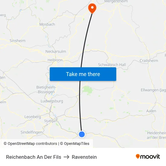 Reichenbach An Der Fils to Ravenstein map