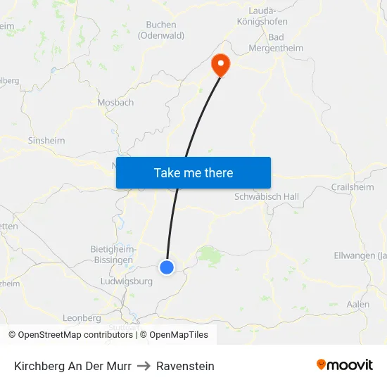 Kirchberg An Der Murr to Ravenstein map