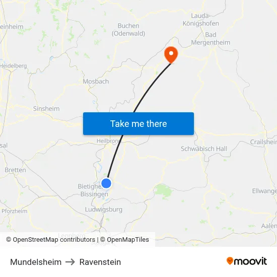 Mundelsheim to Ravenstein map