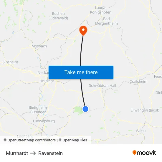 Murrhardt to Ravenstein map