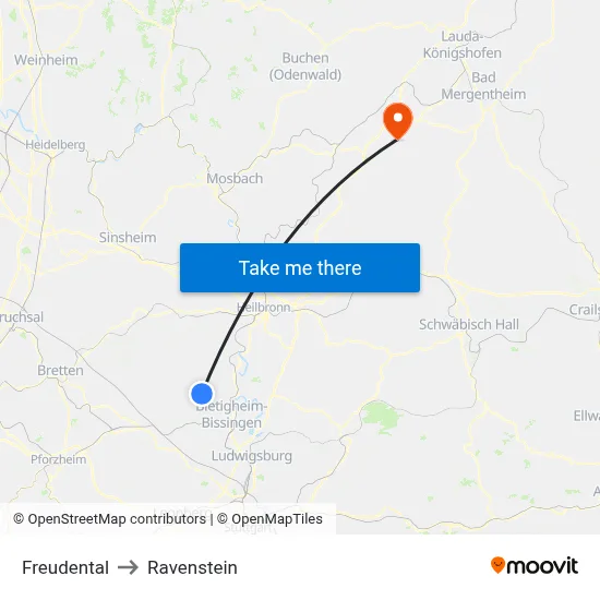 Freudental to Ravenstein map