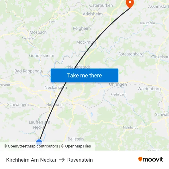 Kirchheim Am Neckar to Ravenstein map