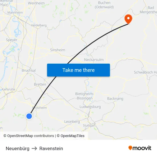 Neuenbürg to Ravenstein map