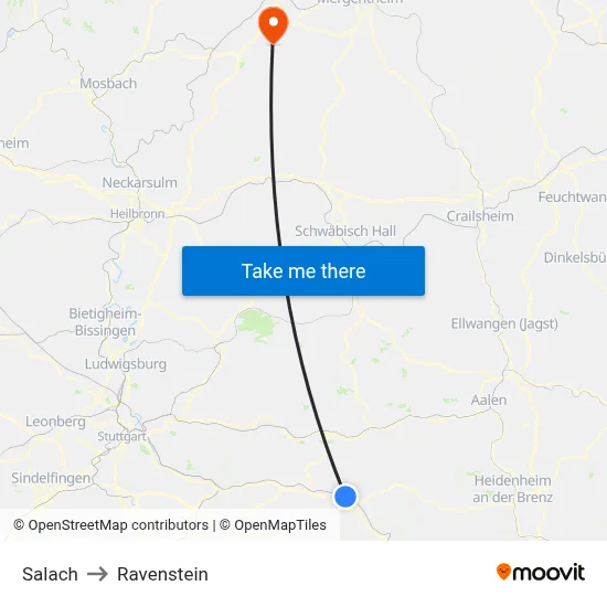 Salach to Ravenstein map