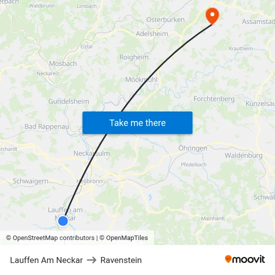 Lauffen Am Neckar to Ravenstein map