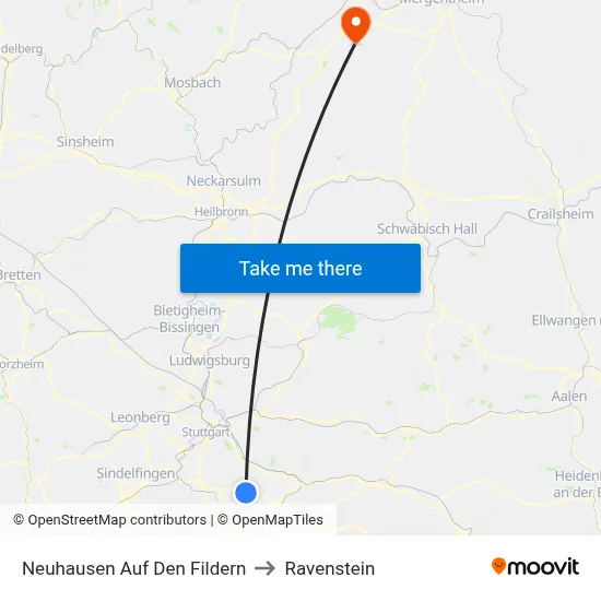 Neuhausen Auf Den Fildern to Ravenstein map