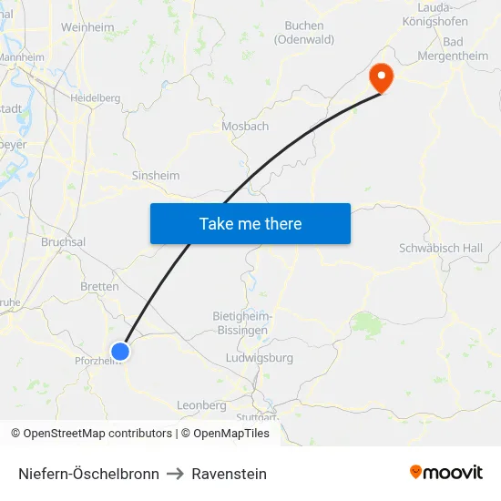 Niefern-Öschelbronn to Ravenstein map