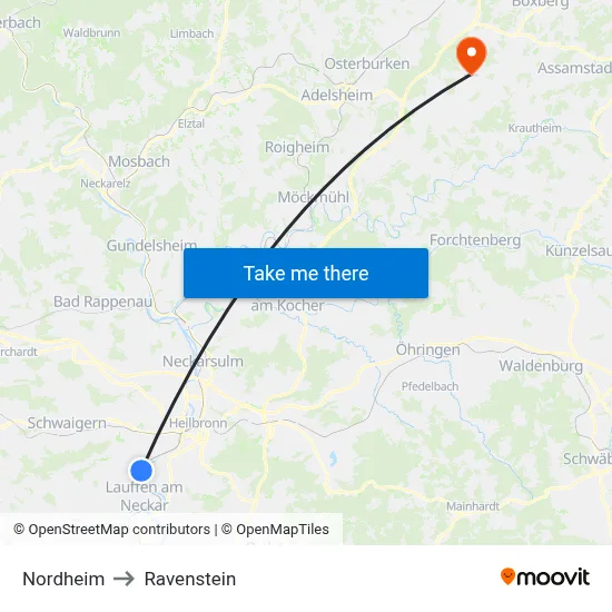 Nordheim to Ravenstein map