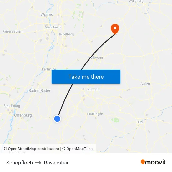 Schopfloch to Ravenstein map