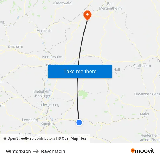 Winterbach to Ravenstein map