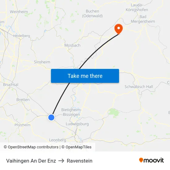 Vaihingen An Der Enz to Ravenstein map