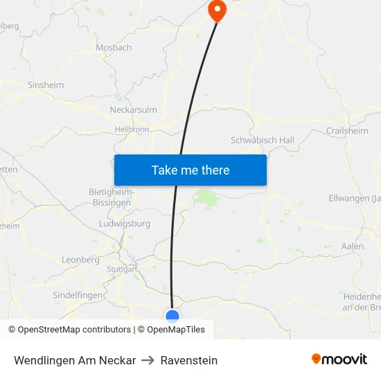 Wendlingen Am Neckar to Ravenstein map