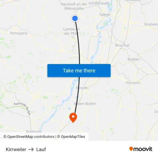 Kirrweiler to Lauf map
