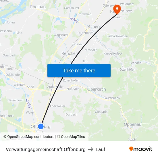 Verwaltungsgemeinschaft Offenburg to Lauf map
