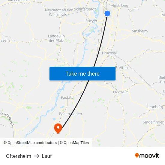 Oftersheim to Lauf map