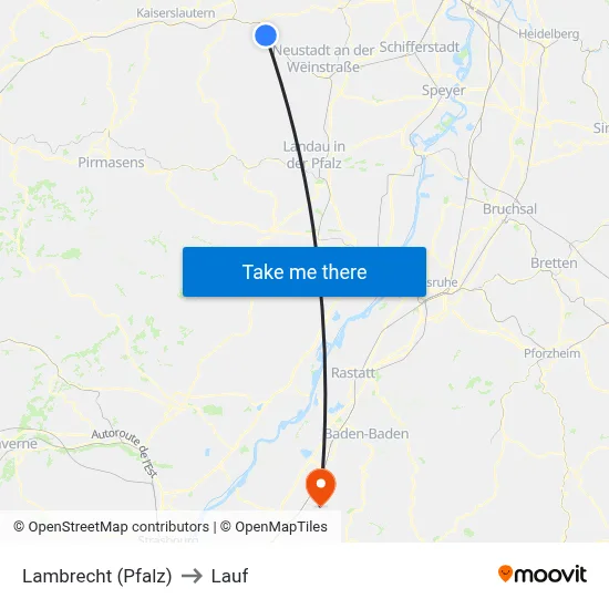 Lambrecht (Pfalz) to Lauf map